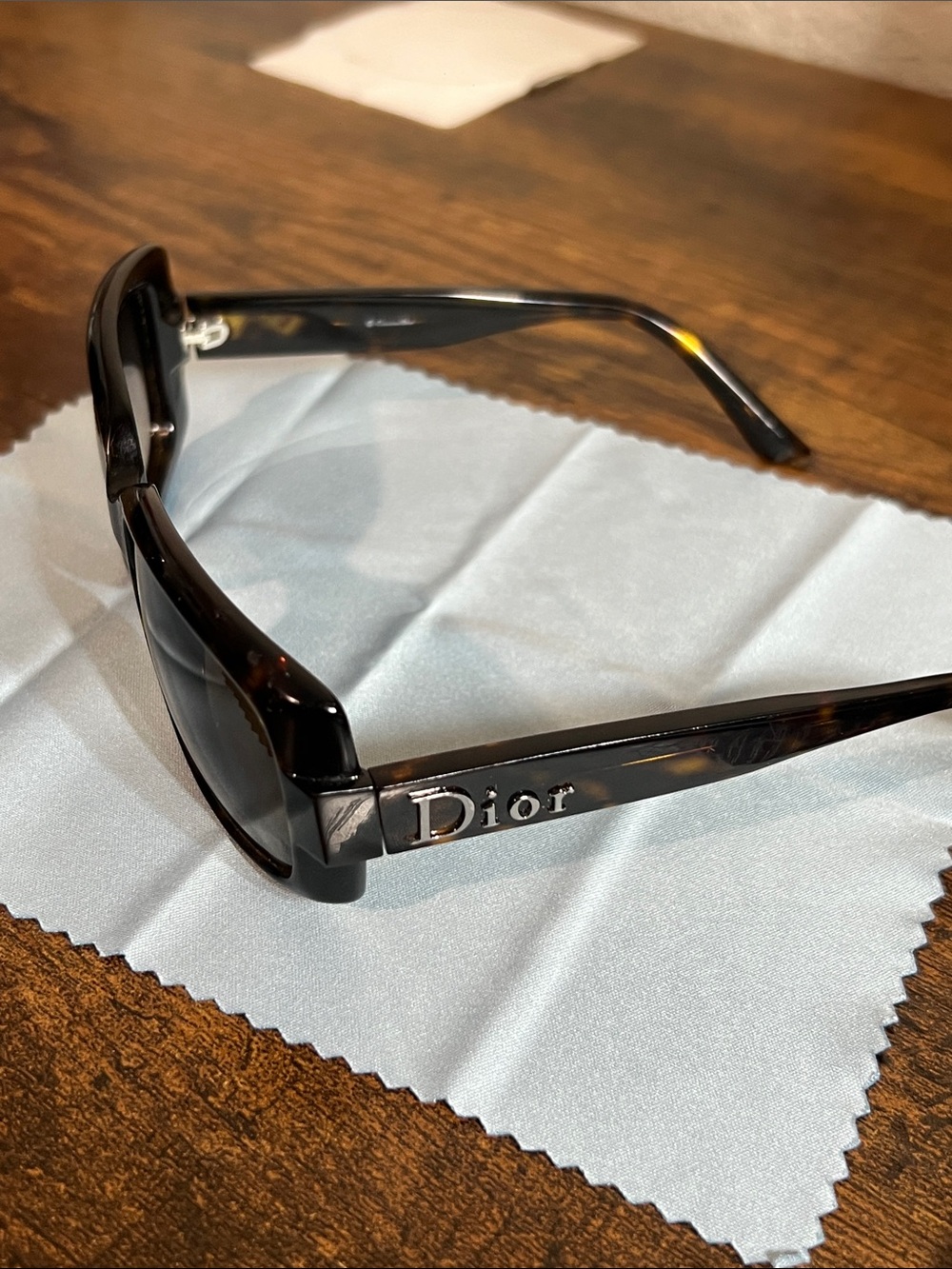 Dior Dark Tortoiseshell Brown and Black Logo Sunglasses